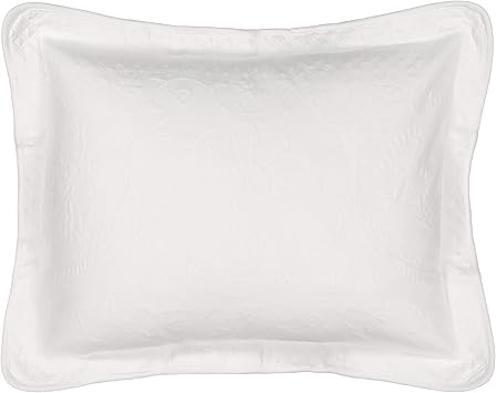 King Charles Modern Farmhouse Floral Matelasse Decorative Pillowcase, 100% Cotton Breathable Bedding, King Sham (20" x 36"), White