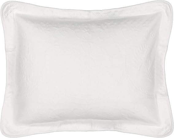 King Charles Modern Farmhouse Floral Matelasse Decorative Pillowcase, 100% Cotton Breathable Bedding, King Sham (20" x 36"), White