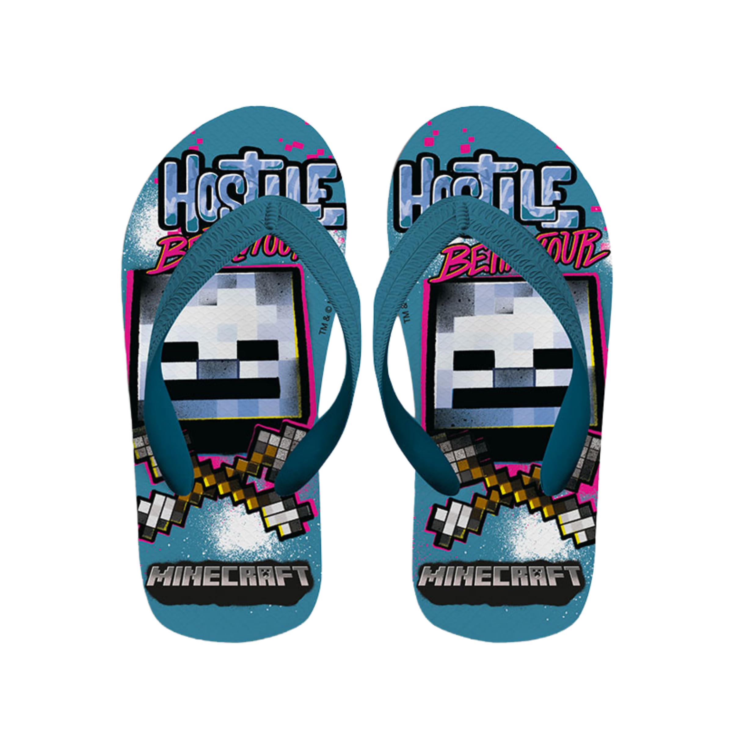 Minecraft Kinder Flip Flops, Klassisch und Leicht, Geschenk Sandalen für Jungen, Größen EU 27 bis 34