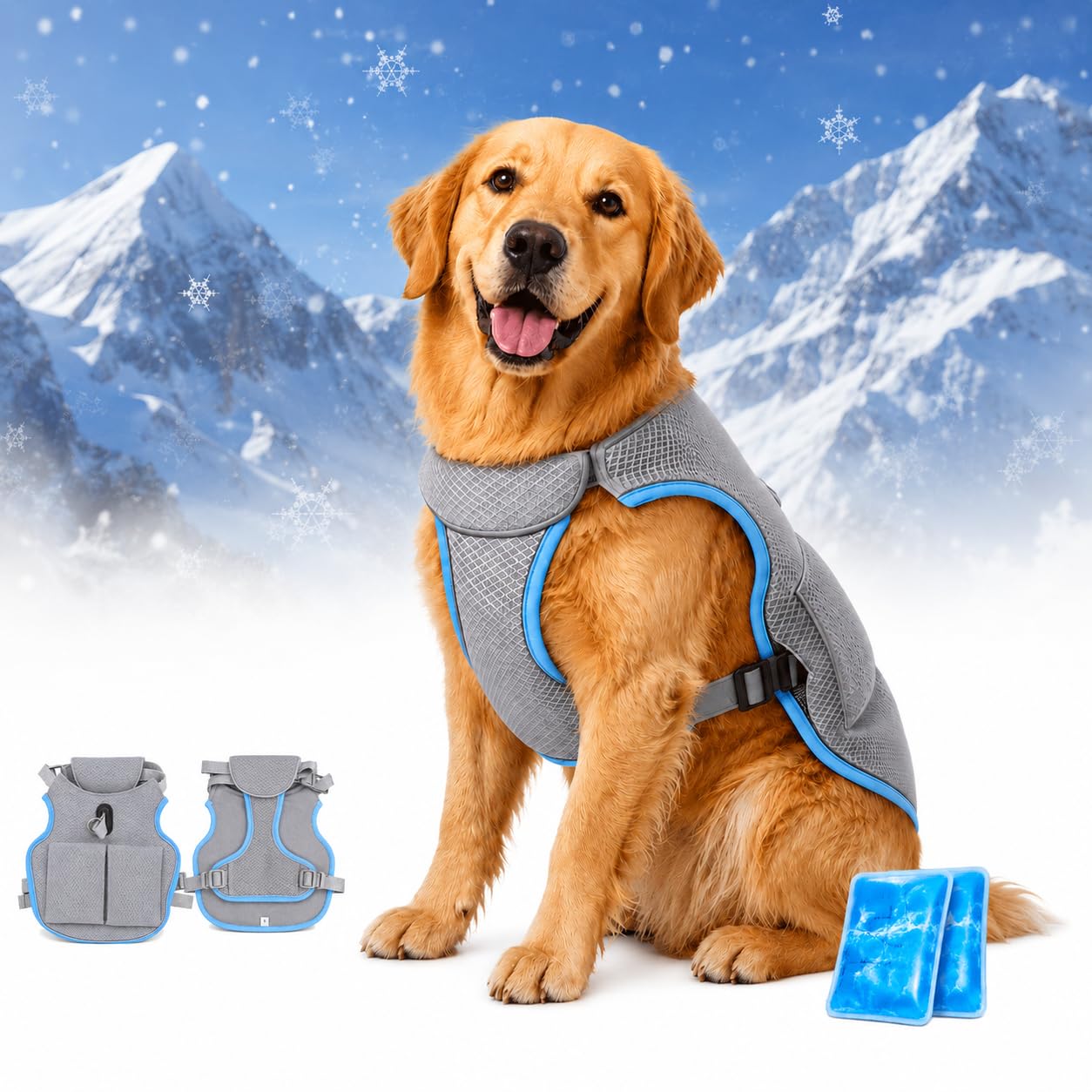 Pets Dog Cooling Vest, pet cooling vest for dogs, Adjustable Cool Vests for Dogs with Ice Packs for Summer Hot Weather Cooling Harness for Small Medium Large Dogs (Blue, S) โ image 1