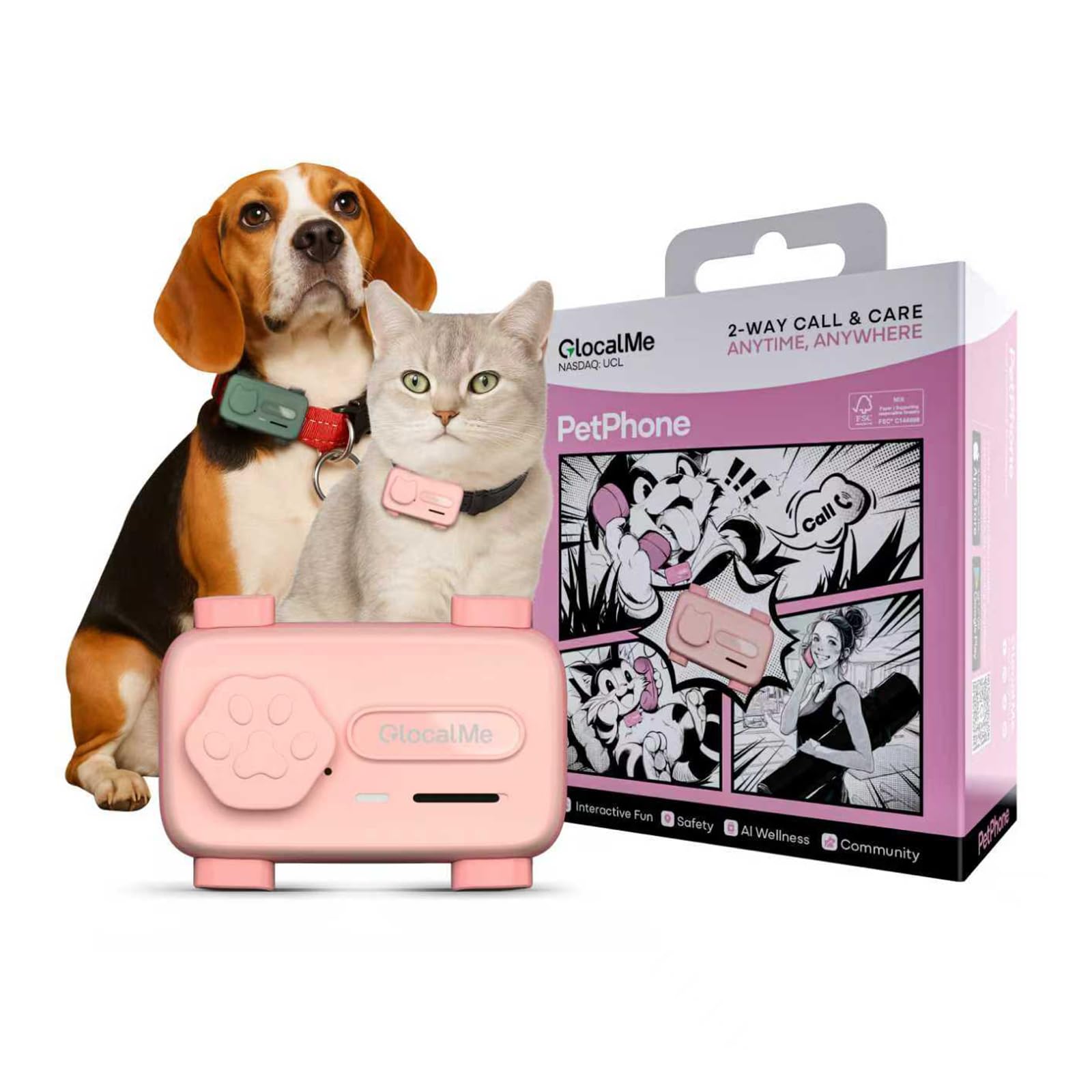 【新品】GlocalMe ペットフォン GPS 健康アラート ペット用 犬 猫 Amazon.co.jp: GlocalMe PetPhone ペット用GPSトラッカー （犬