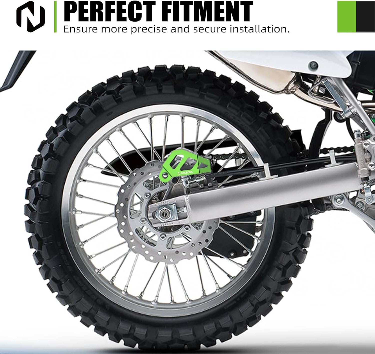 NICECNC Green Rear Caliper Guard Compatible with Kawasaki KX125 KX250 KX500 1994-2002 KDX200R KLX300R 1997-2002 KDX200 1995-2002 KLX250SF 2009-2010 KLX250S 2010-2014 KLX250 2018-2020 See Fitment