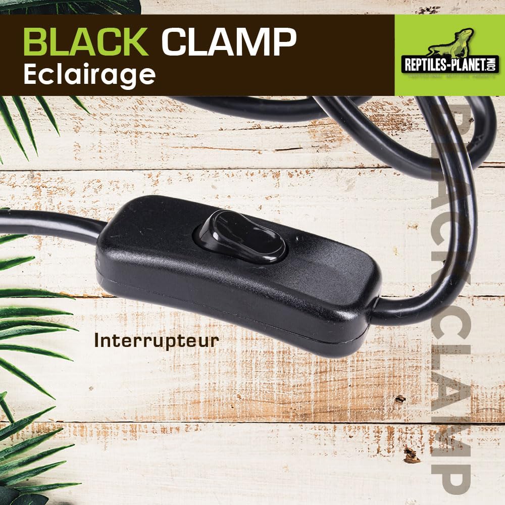 Reptiles Planet - Black Clamp 14 - Support d'Ampoule à Pince pour Terrarium - Ø 14 cm - H 16 cm