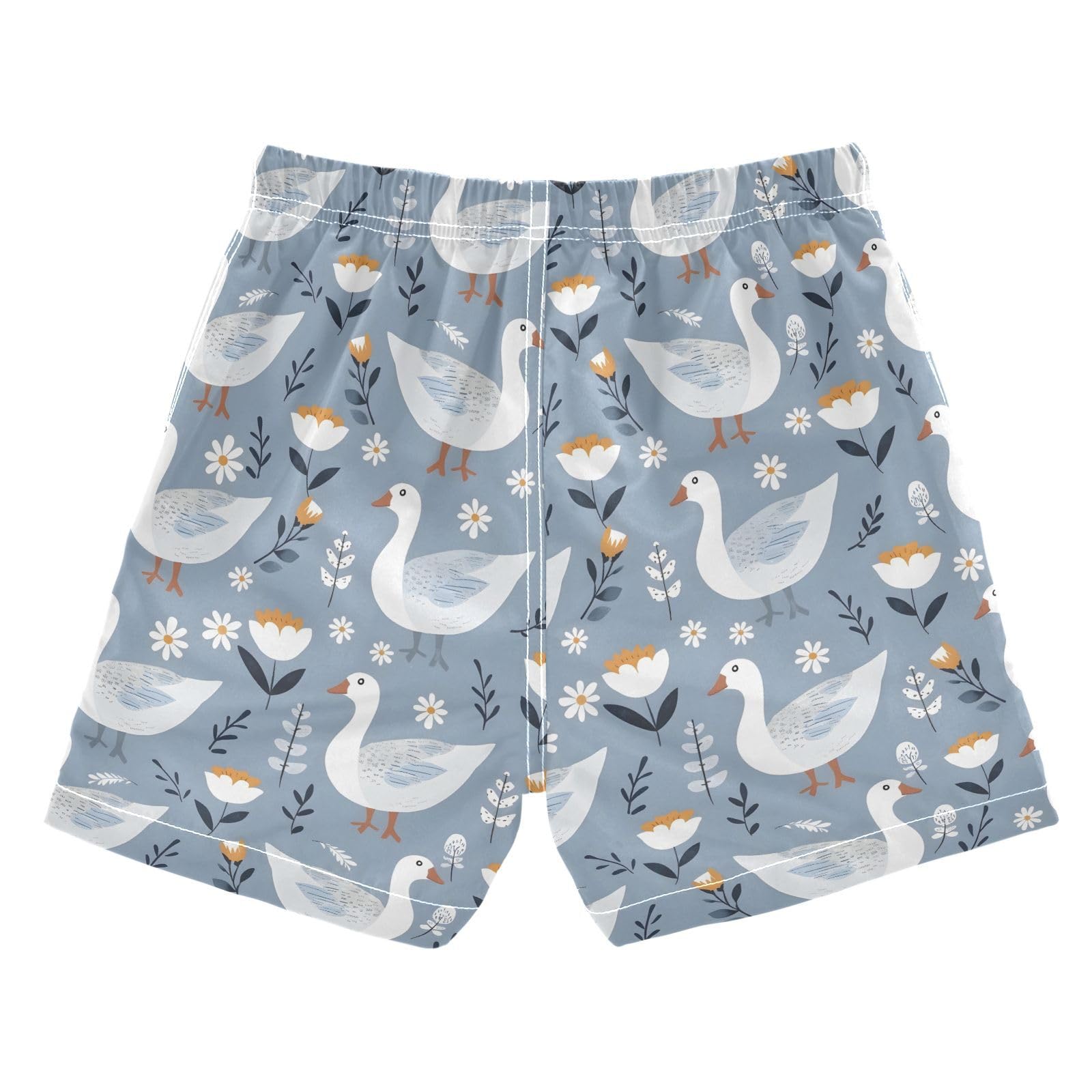 ALAZA Cute Duck Blossom Flower Boys Quick Dry Beach Board Shorts Kids Swim Trunks Bathing Suit Swimsuit 4T