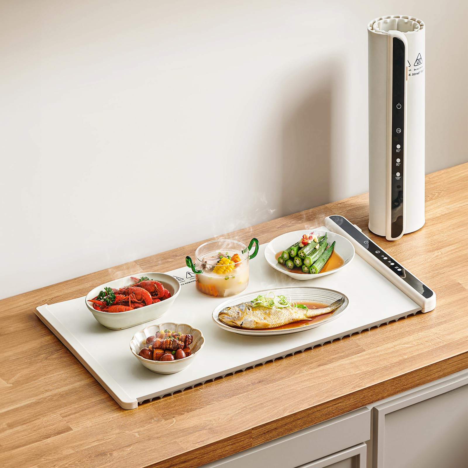 Food Warming Mat for Buffet, Adjustable Temperature, Auto Shut-Off, Full Surface Heating to Keep Food Warm, Easy to Use, Clean and Store, Electric Warming Tray for Buffets Party, Gathering, Daily Use