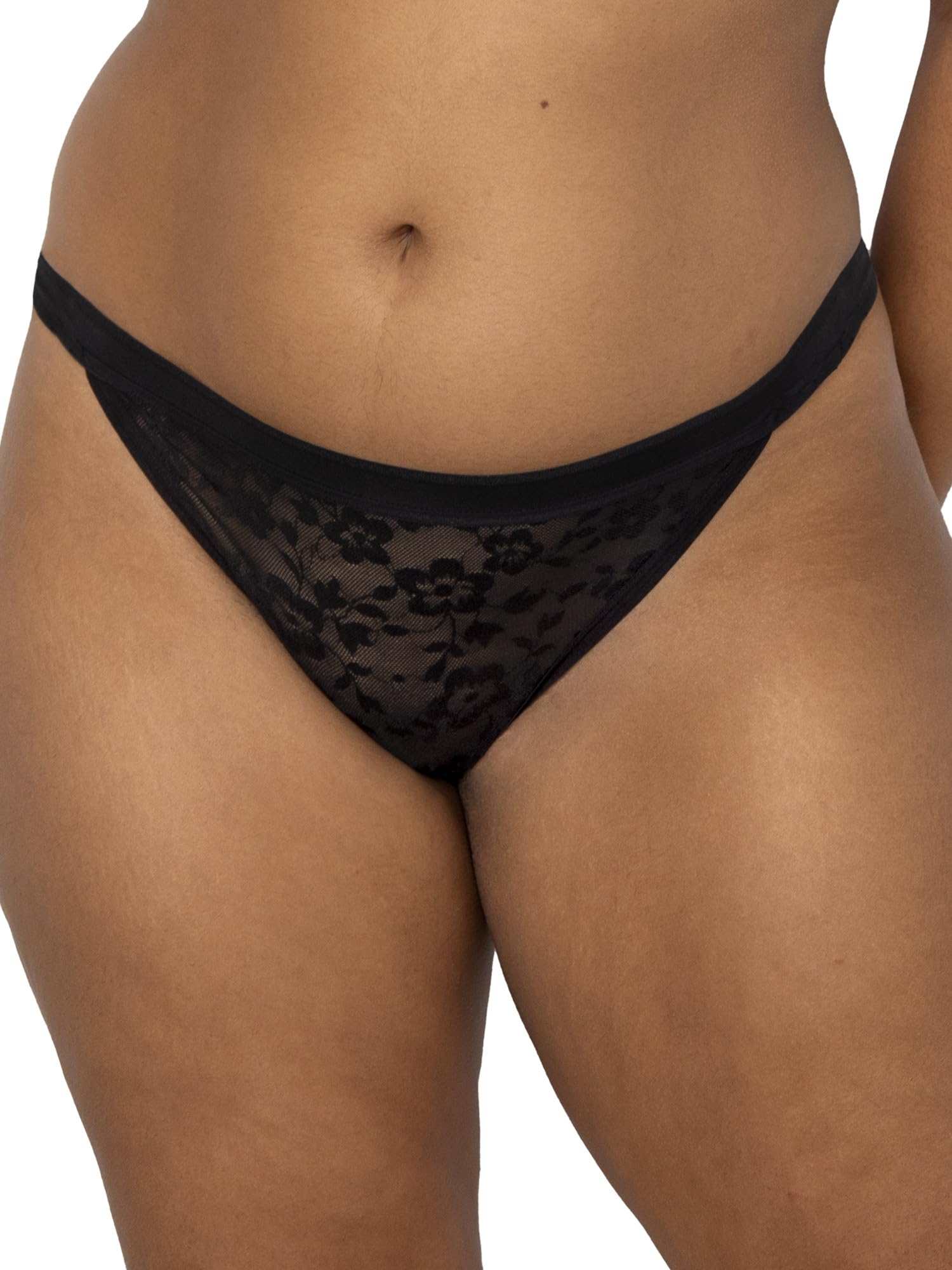 Curvy Couture Women's Sheer Mesh High Cut Brief Panty