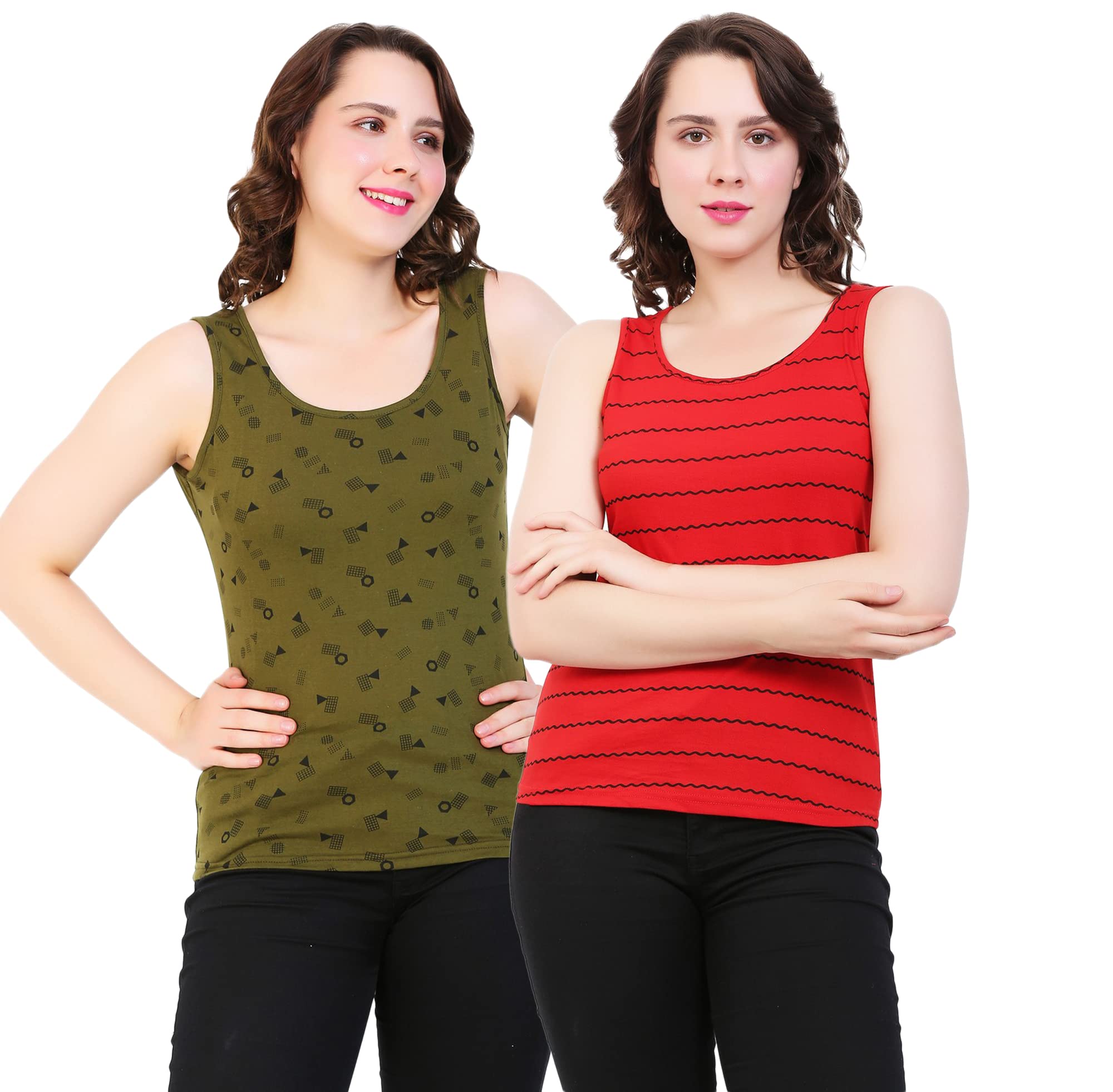 ayvina Women Printed Tank Top – Cotton Sleeveless Stylish Casual Wear Printed Tank Tops for Women Girls Ladies – Soft Comfortable Gym Yoga Workout Summer Tops-PACK OF 2-picture-40