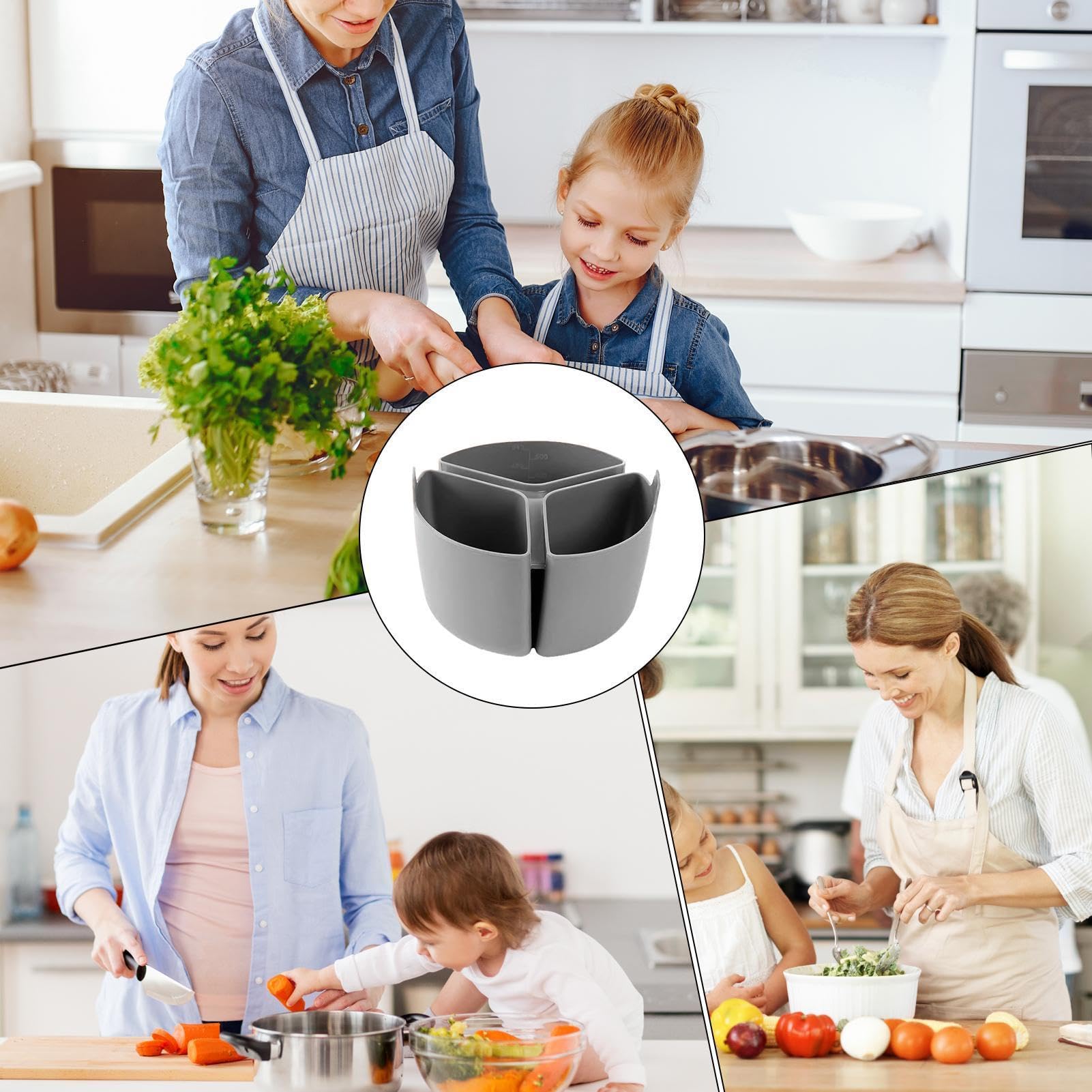 Revestimiento de silicona para cacerola – Divisor triple de cocción lenta de 3 compartimentos, inserto duradero apto para lavavajillas | Separador de partición de cocina Flexible apto para horno para