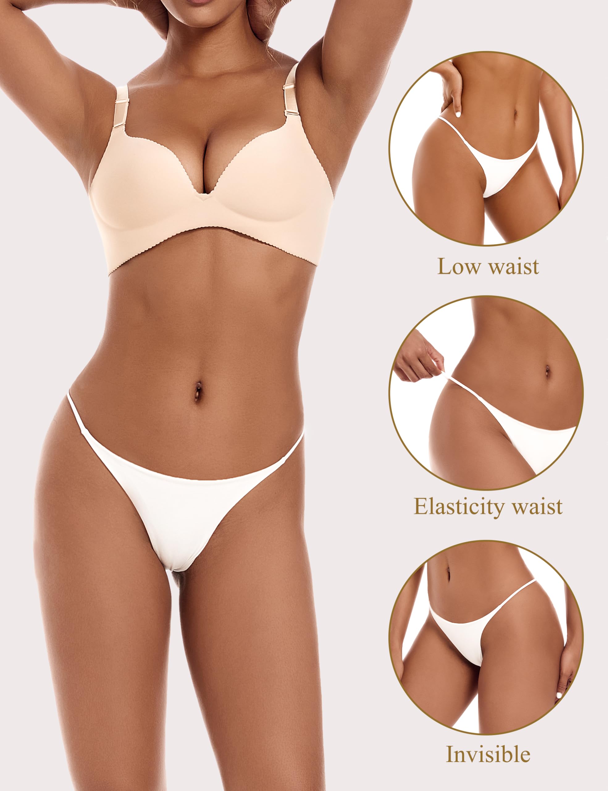 VISSAY Tanga para mujer, tanga de cintura baja con espalda en T de algodón sin costuras ropa interior sexy tanga de bikini tanga, 32 amarillo, XXL