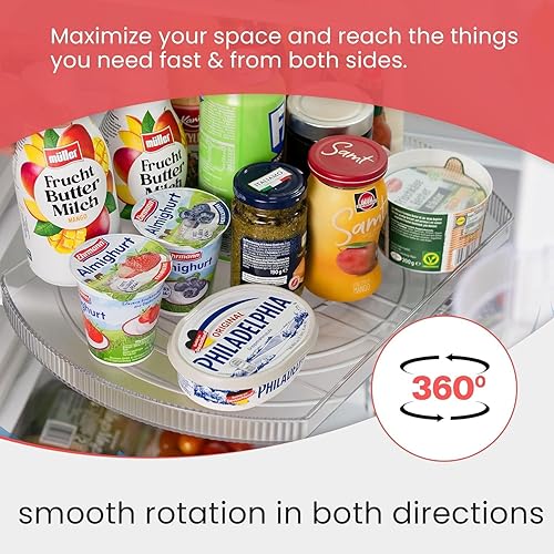 Miniatura 4 de Lazy Susan para refrigerador - Organizador de refrigerador giratorio de 360° y bandeja de almacenamiento para refrigerador, gabinete y despensa