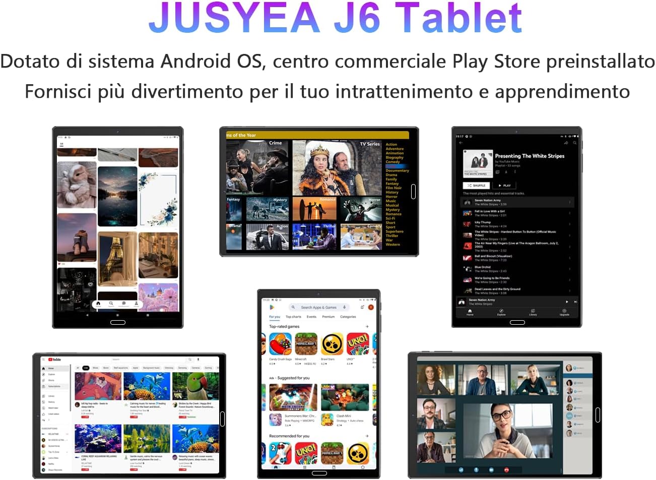 JUSYEA Tablet 10 Pollici 4GB + 64 GB Octa-Core Tablet Android WiFi, GPS, Bluetooth, SD/TF 4-256 GB Espansione, Doppia Fotocamera 5+8 MP, 6000mAh, GOOGLE GMS, con Custodia, Grigio JUSYEA Tablet 10 Pollici 4GB + 64 GB Octa-Core Tablet Android WiFi, GPS, Bluetooth, SD/TF 4-256 GB Espansione, Doppia Fotocamera 5+8 MP, 6000mAh, GOOGLE GMS, con Custodia, Grigio