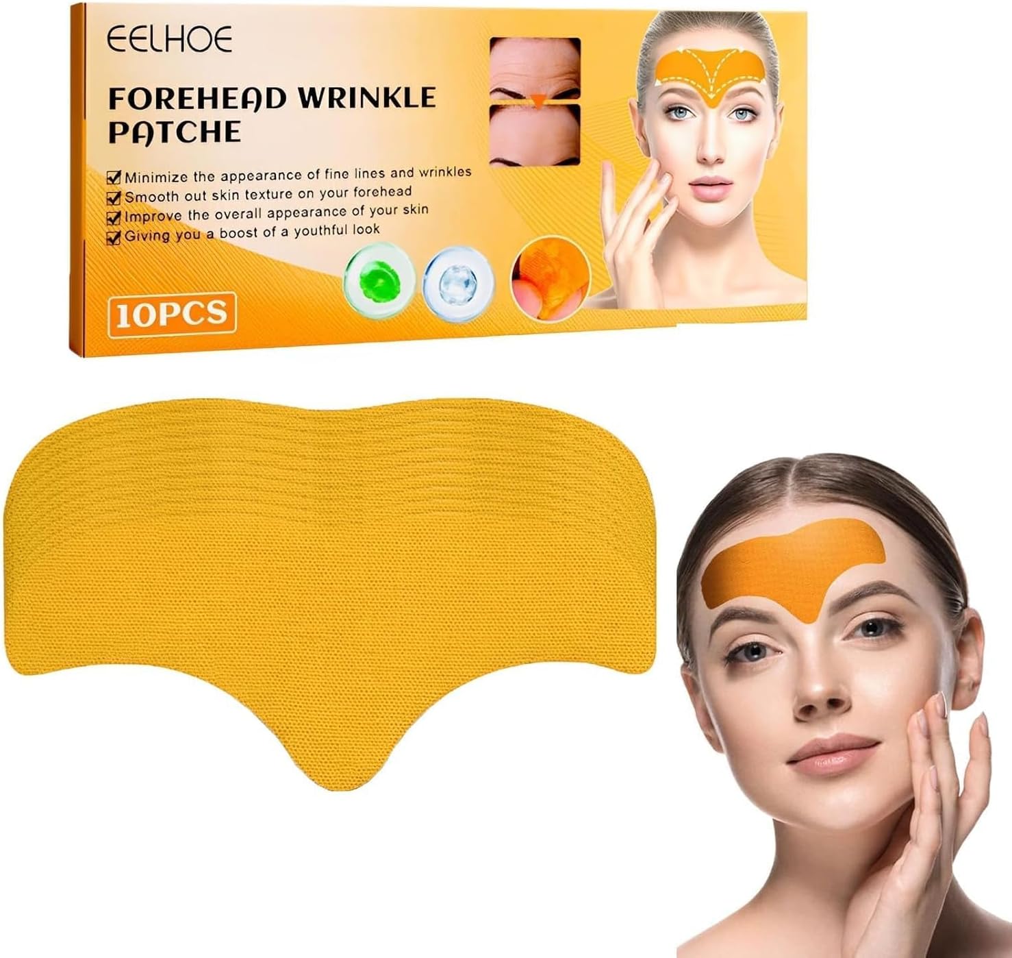 10 Pcs Forehead Wrinkle Patch Anti-Wrinkle Forehead Pads - Smooth Face Mask With Hydrolysed Collagen Face Treatment Multipurpose Anti-Aging Forehead Mask For Men & Women (20 Pcs)