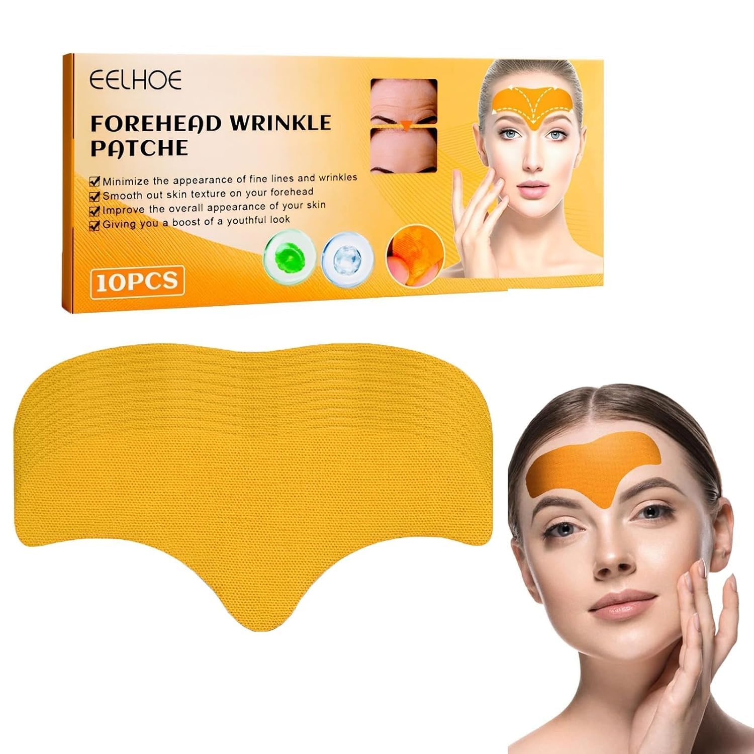 10 Pcs Forehead Wrinkle Patch Anti-Wrinkle Forehead Pads - Smooth Face Mask With Hydrolysed Collagen Face Treatment Multipurpose Anti-Aging Forehead Mask For Men & Women (20 Pcs)