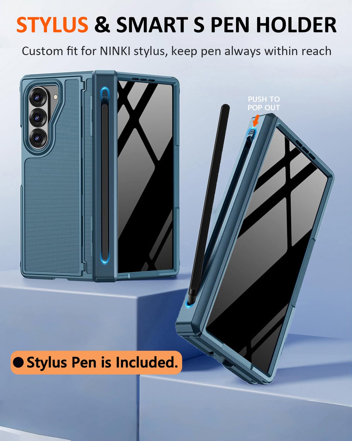 NINKI Custodia per Samsung Galaxy Z Fold 8 Ultra con pennino e portapenne e cavalletto nascosto, protezione magnetica per lo schermo della privacy, custodia per Samsung Z Fold 8 Ultra con portapenne