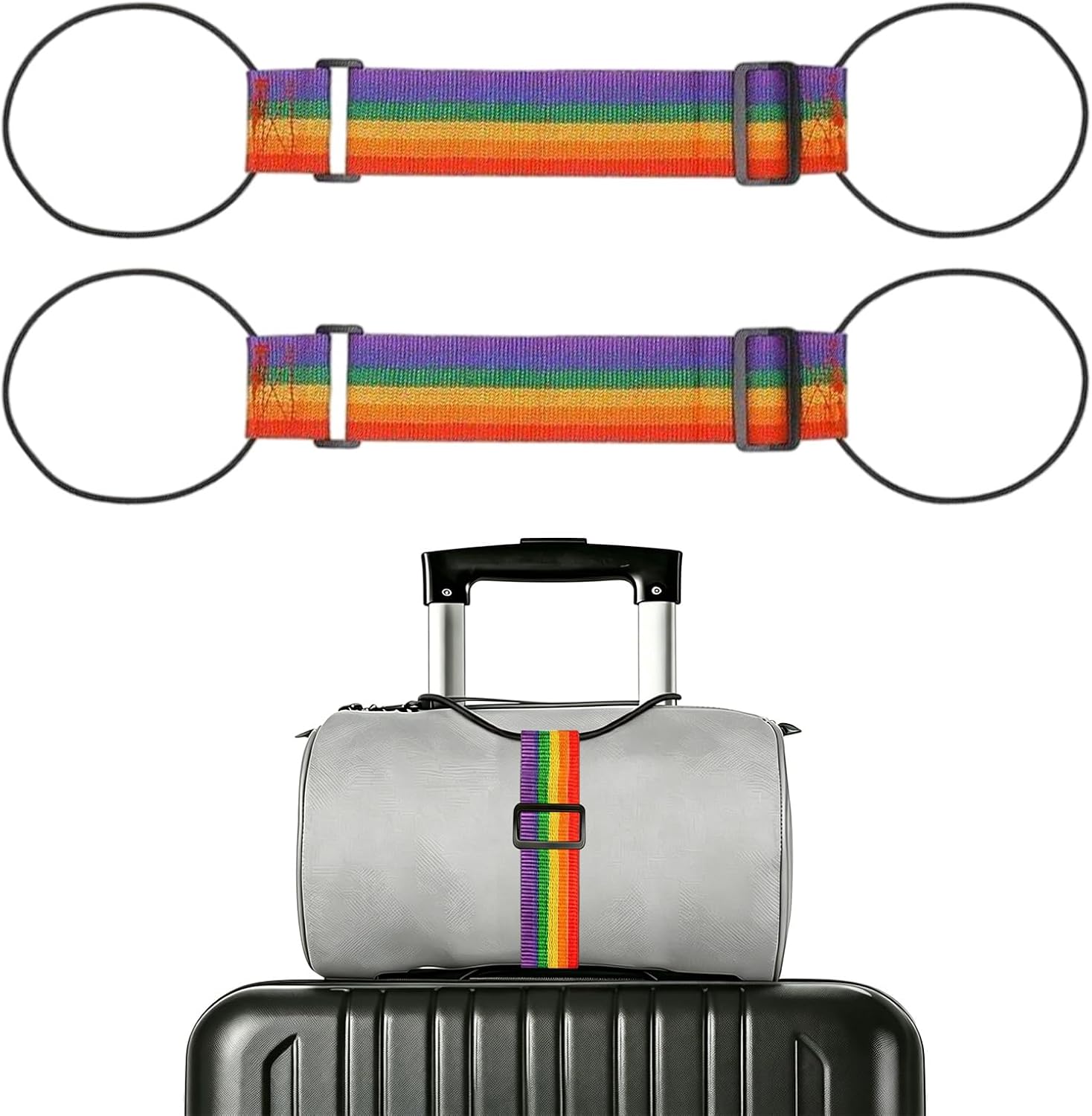 3-Pack Adjustable Luggage Connector Straps, Elastic Strap Set for Suitcase