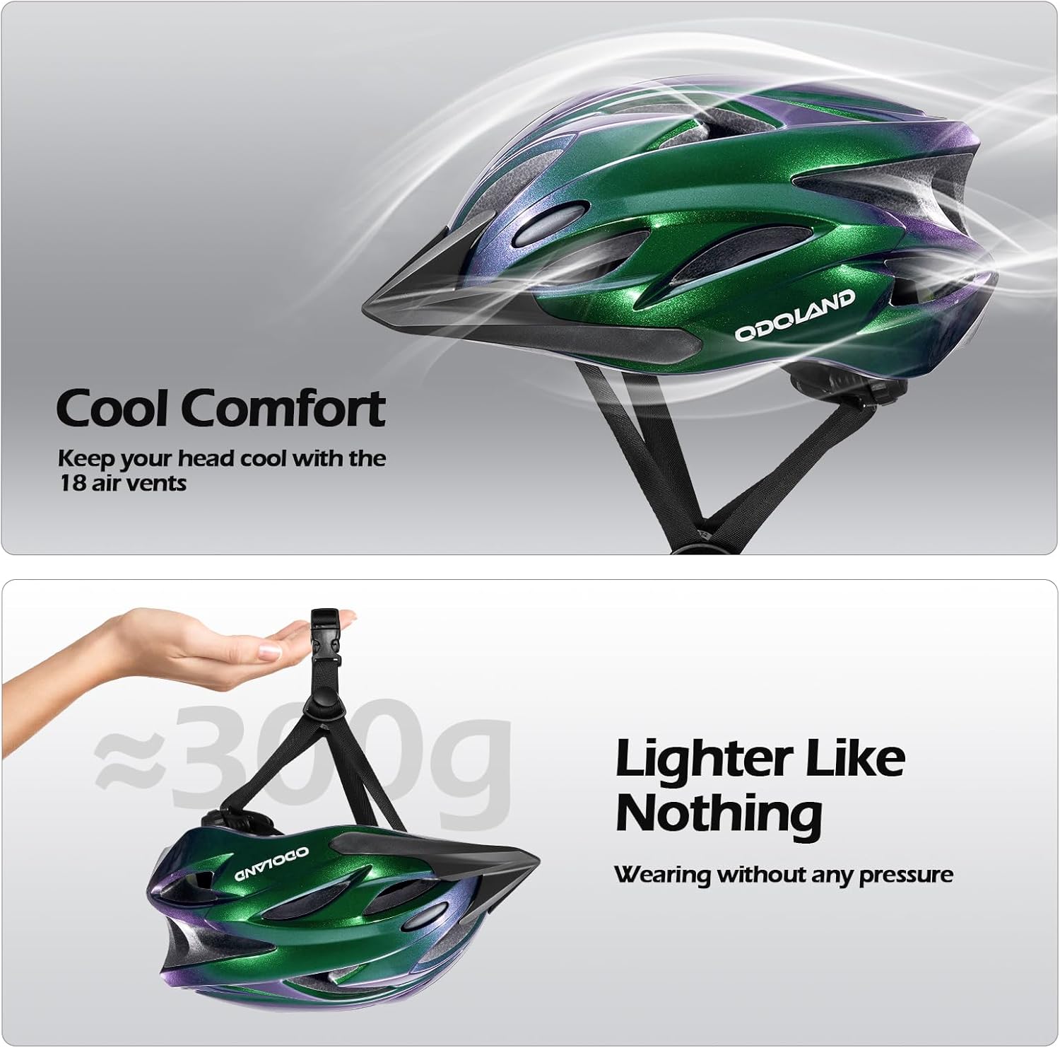 Odoland Adult Bike Helmet and Cycling Sunglasses Set for Men & Women, Safety Certified Bicycle Helmet with UV Protection Glasses for Mountain, Skating, Road, City Commuting & Outdoor Riding