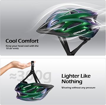 Odoland Adult Bike Helmet with Cycling Sunglasses Set for Men & Women | Safety Certified Bicycle Helmet, UV Protection Glasses, Adjustable Dial for Mountain, Urban, Skating, Road, City Commuting