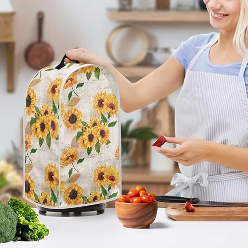 Vista 2 de Cubiertas de licuadora con diseño de poste de girasol, cubierta a prueba de polvo con asa, lavable para cocina, universal, para procesador de Cartel