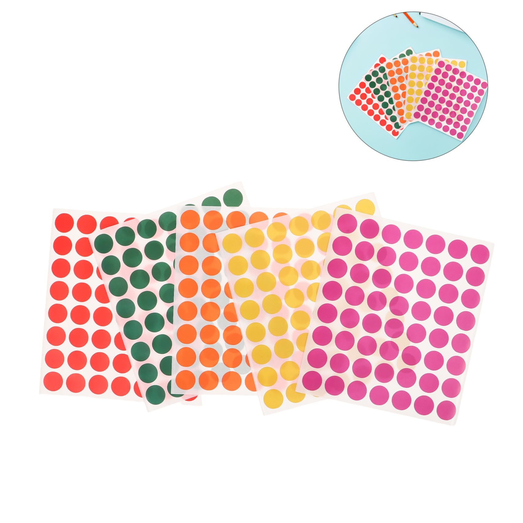 100 Fogli Etichette Adesive Rotonde Colorate Puntini Autoadesivi Resistenti per Organizzazione Ufficio Scuola e Artigianato Adesivi Scrivibili per Sigillare Buste e Pianificazioni