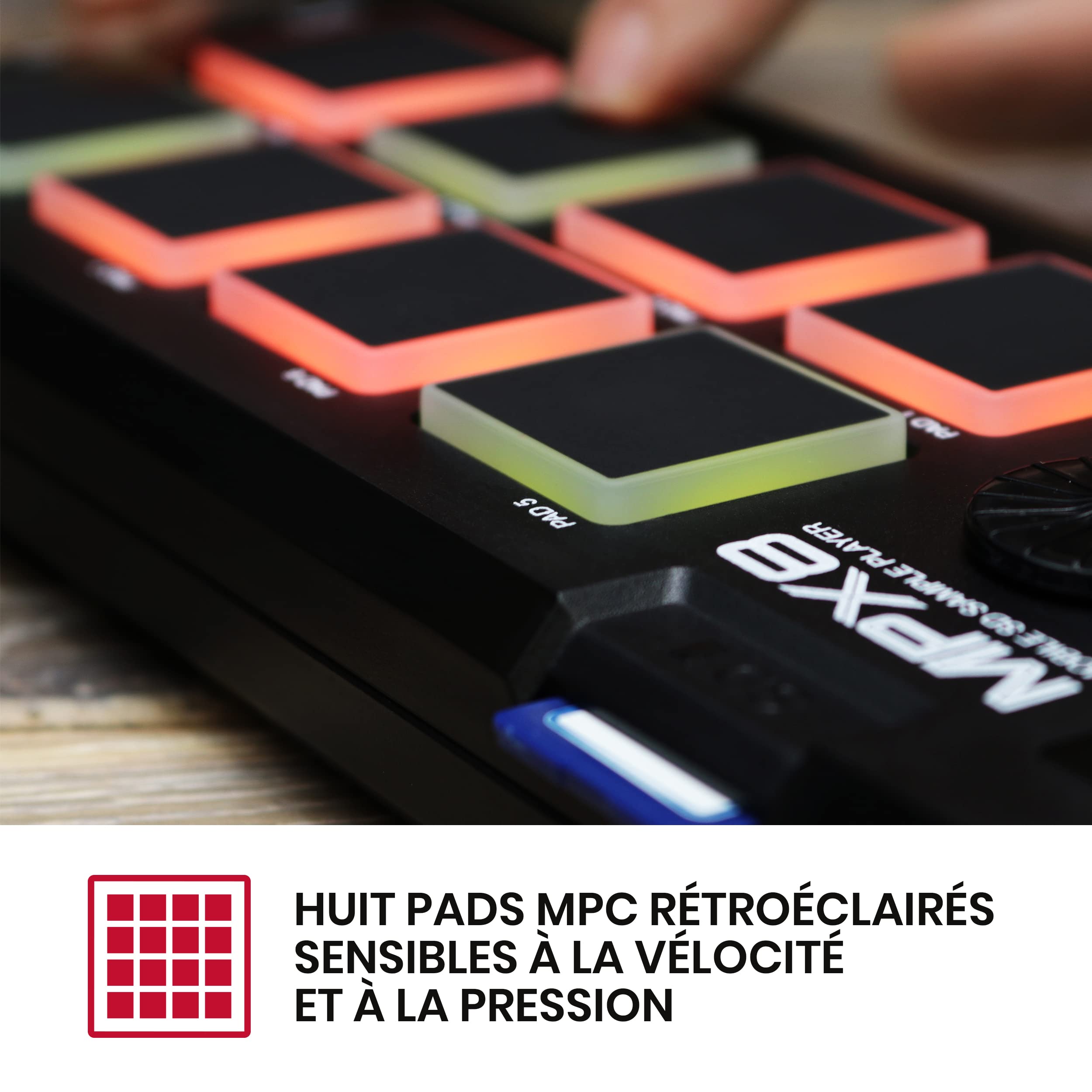 Akai Professional MPX8 - Contrôleur MIDI USB et Lecteur de Samples avec 8 Pads Sensible à la Vélocité, Éditeur de Samples et Bibliothèque de Sons