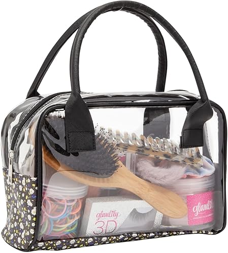 Miniatura 5 de Juego de bolsas de maquillaje con portador, bolsas de viaje para cosméticos (3 tamaños, 3 piezas), Floral