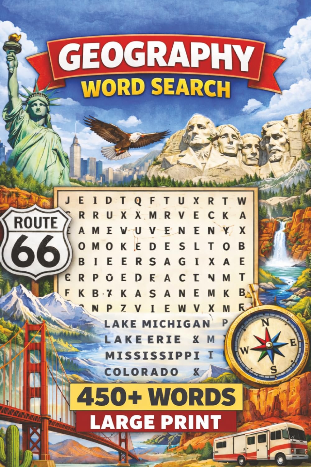 Geography Word Search: Puzzle book with 450+ words related to Geography in the United States