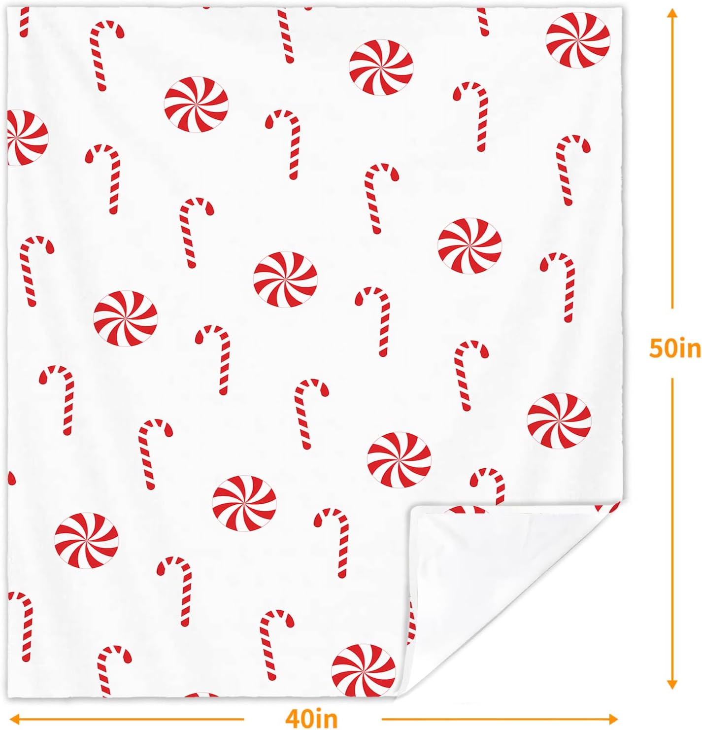 Christmas Throw Blanket Candy Cane Flannel Throw Blanket Super Soft Warm Bed Blanket Christmas Holiday Decor for Living Room Bedroom Sofa Couch 40x50 Inch - Image 7