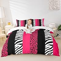 Vista 18 de Juego de funda de edredón para niños con estampado de leopardo, tamaño individual, juego de ropa de cama de moda de piel de guepardo abstracto