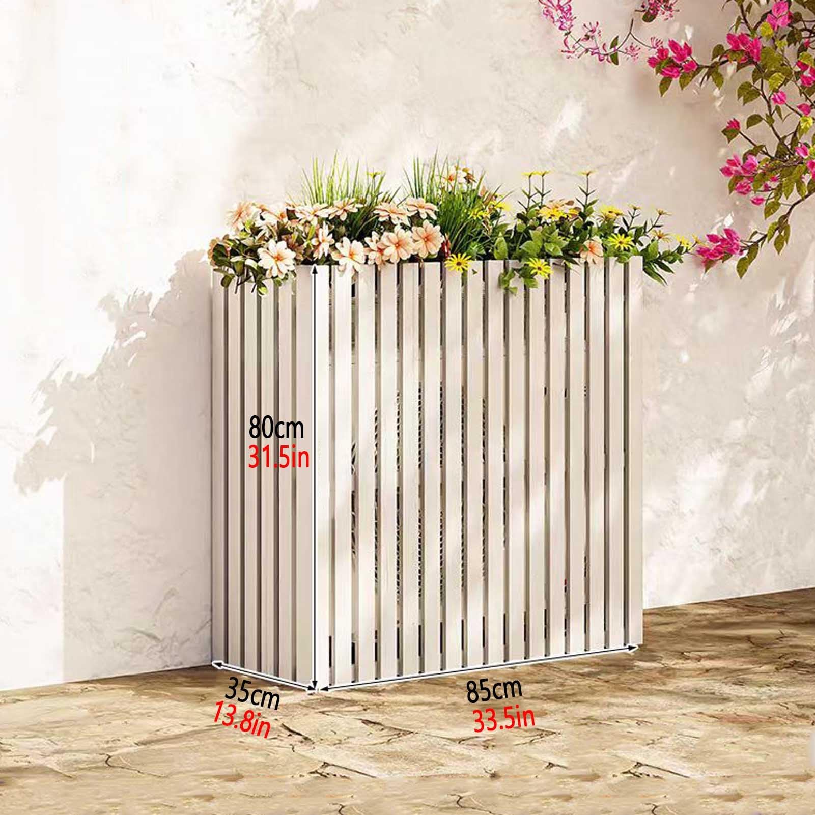 Valla de aire acondicionado para exteriores y cubierta de radiador, reducción de ruido y resistente a la intemperie, para equipos de piscina, color marrón (85 x 35 x 80 cm)