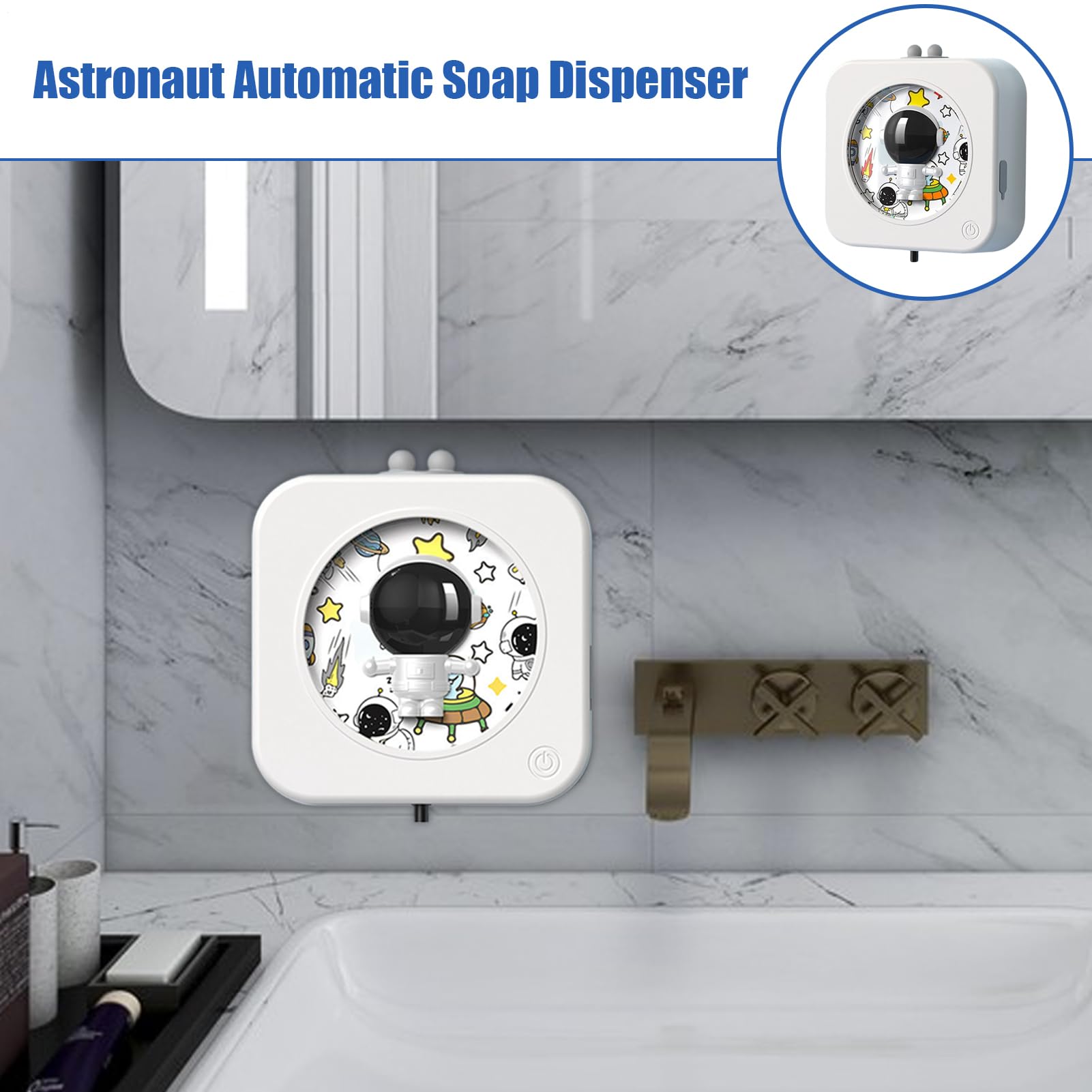Erogatore Automatico di Sapone Senza Contatto Porta Gel Doccia Astronauta