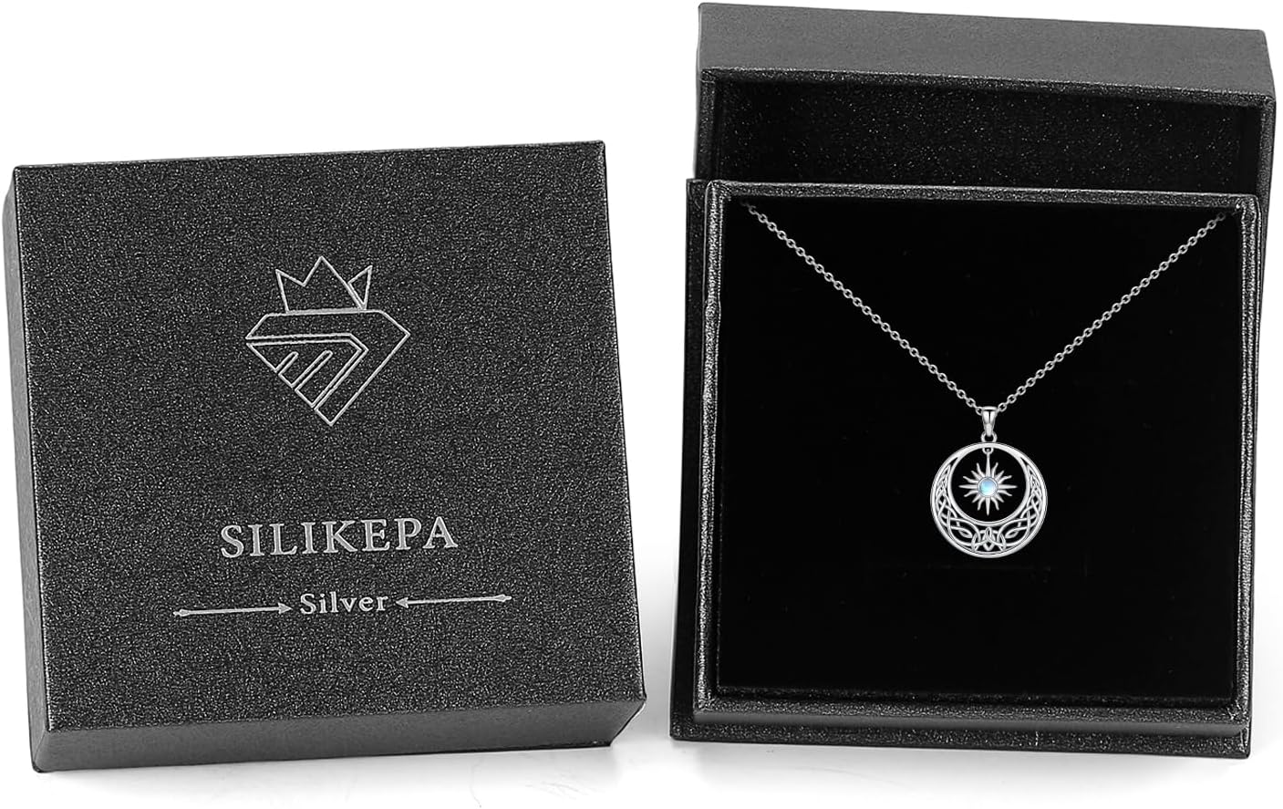 Sun and Moon Necklace for Women 925 Sterling Silver Sun and Moon Pendant Necklace Celtic Necklace with Moonstone Jewelry Gift for Women - Image 7