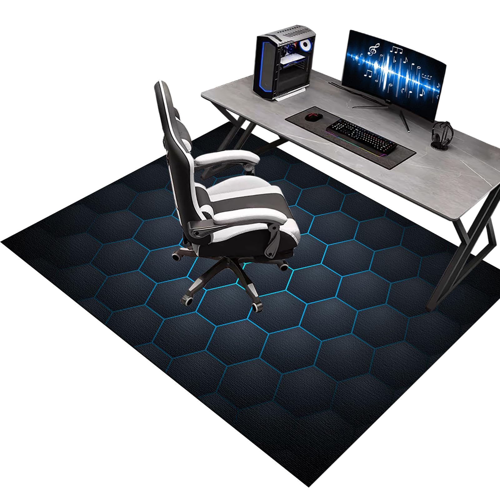 Kqiejuy Colorb963 Heavy Duty Office Gaming Chair Mats For Carpeted And Hardwood Floor, Office Chair Mat For Carpet, Floor Protectors For Rolling Chairs, Desk Chair Mat For Carpeted Floors, Protector Rug 90 X 140 Cm