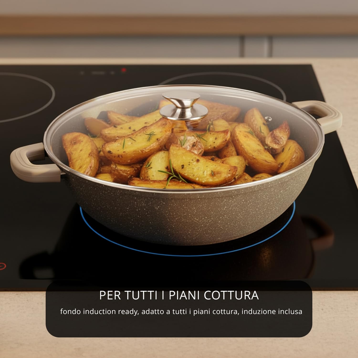 Tegame 40 cm con coperchio I Giganti design marrone