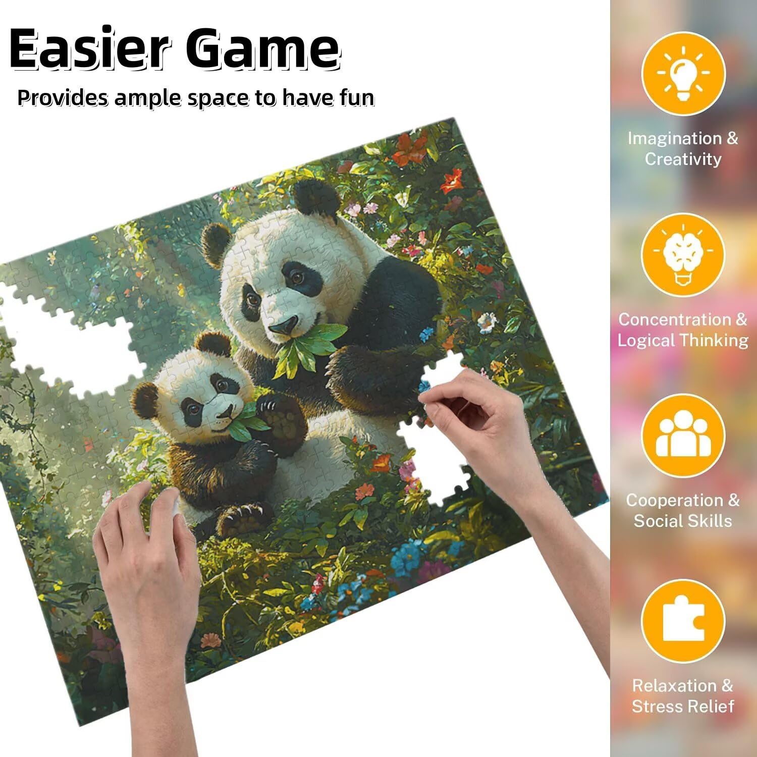 Puzzle dla dorosłych 1000 elementów Puzzle Dżungla Panda 75x50cm-Gra edukacyjna-Puzzle Wyzwania Gra edukacyjna, Puzzle dla kobiet, Prezenty dla mężczyzn Dekoracja domu-aktywności rodzinnej Idealna fr0