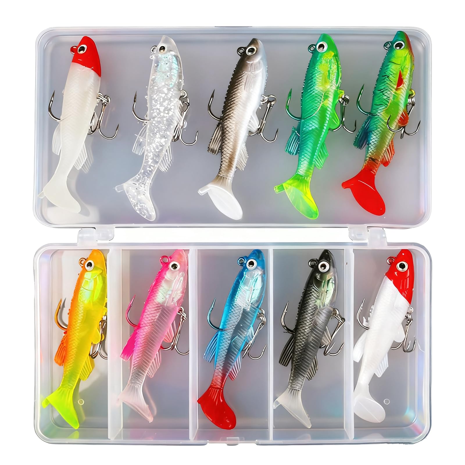 XVZ Bait Set, Fishing Lure With Jig Head, Soft Rubber Fish, 12 g, for Perch, Trout, Pike - Gift for Men (Pack of 10)