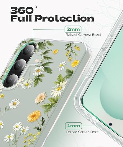 Miniatura 4 de Gronda Funda para teléfono Samsung Galaxy A56A36 5G, funda protectora de diseño floral verde transparente, suave, duradera, a prueba de golpes,