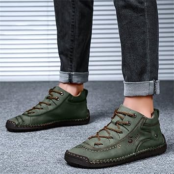 BORAMAX Mens Casual Shoes Fashion Sneakers Non Slip PU Leather Classic Walking Shoes Suit Shoes Autumn Mid Top Men Shoes