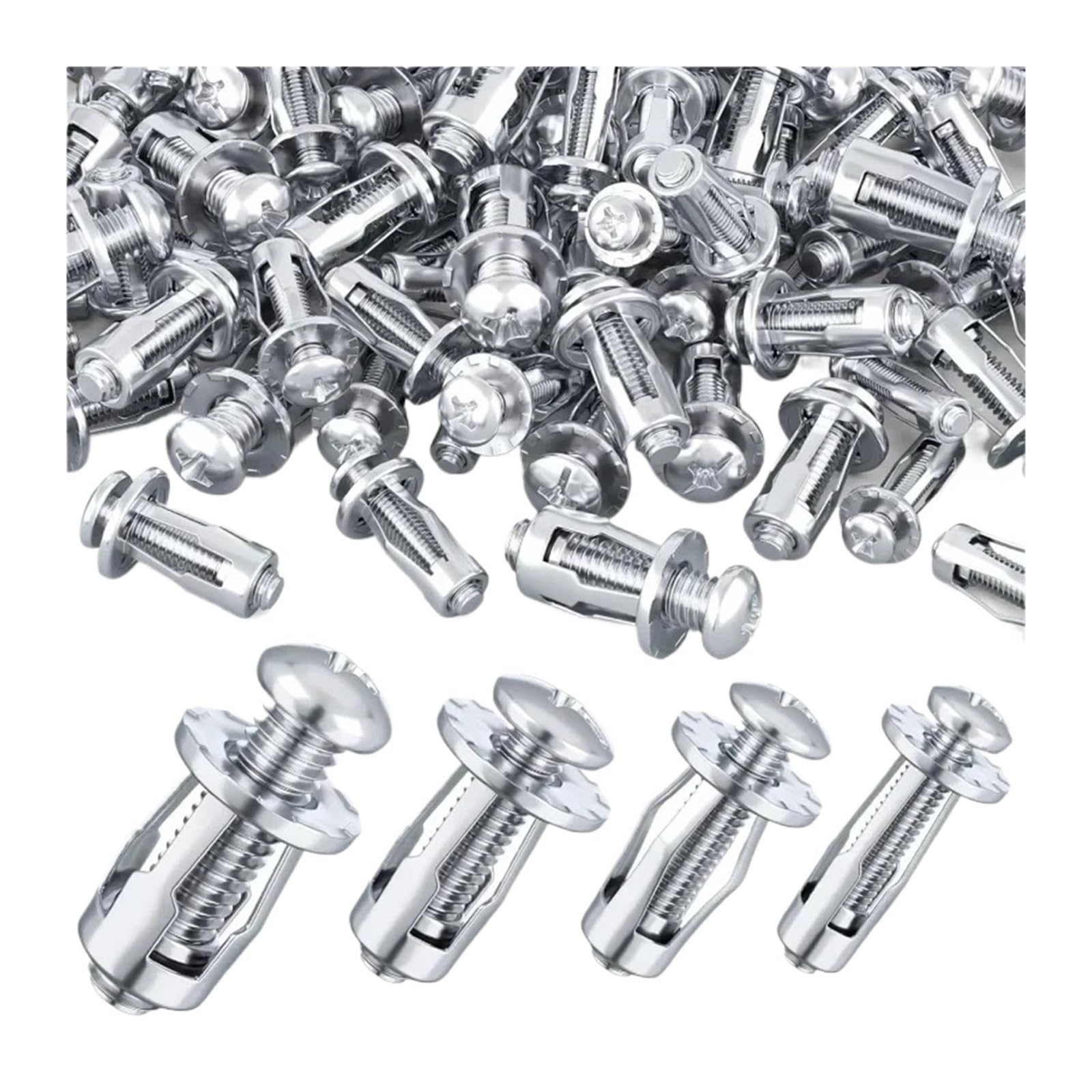 Pernos de expansión de tuercas de gato de pétalo de Metal de alta resistencia con tornillos de fijación, herramientas de fijación de sujetadores de Hardware de enchufes de expansión(M5x25mm-80PCS)