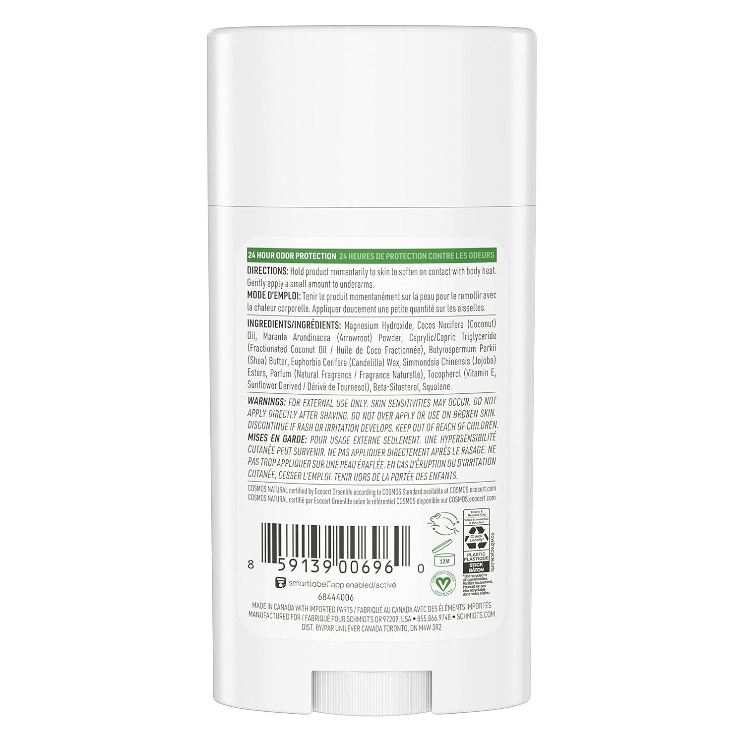 Schmidt's Baking Soda-Free Sensitive Skin Natural Deodorant for Women and Men, Jasmine Tea with 24 Hour Odor Protection, Aluminum Free, Vegan, Cruelty Free, 2.65 Oz, Pack of 2