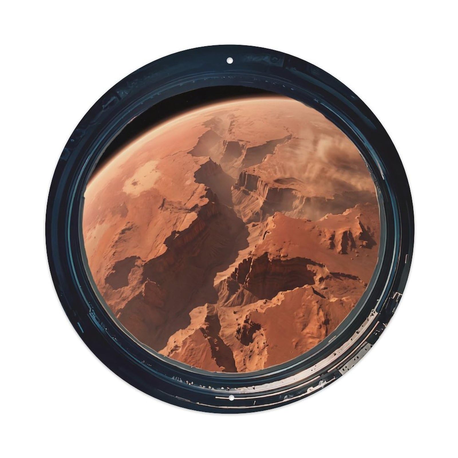Red Planet Canyon from Space Station Porthole Metal Tin Sign