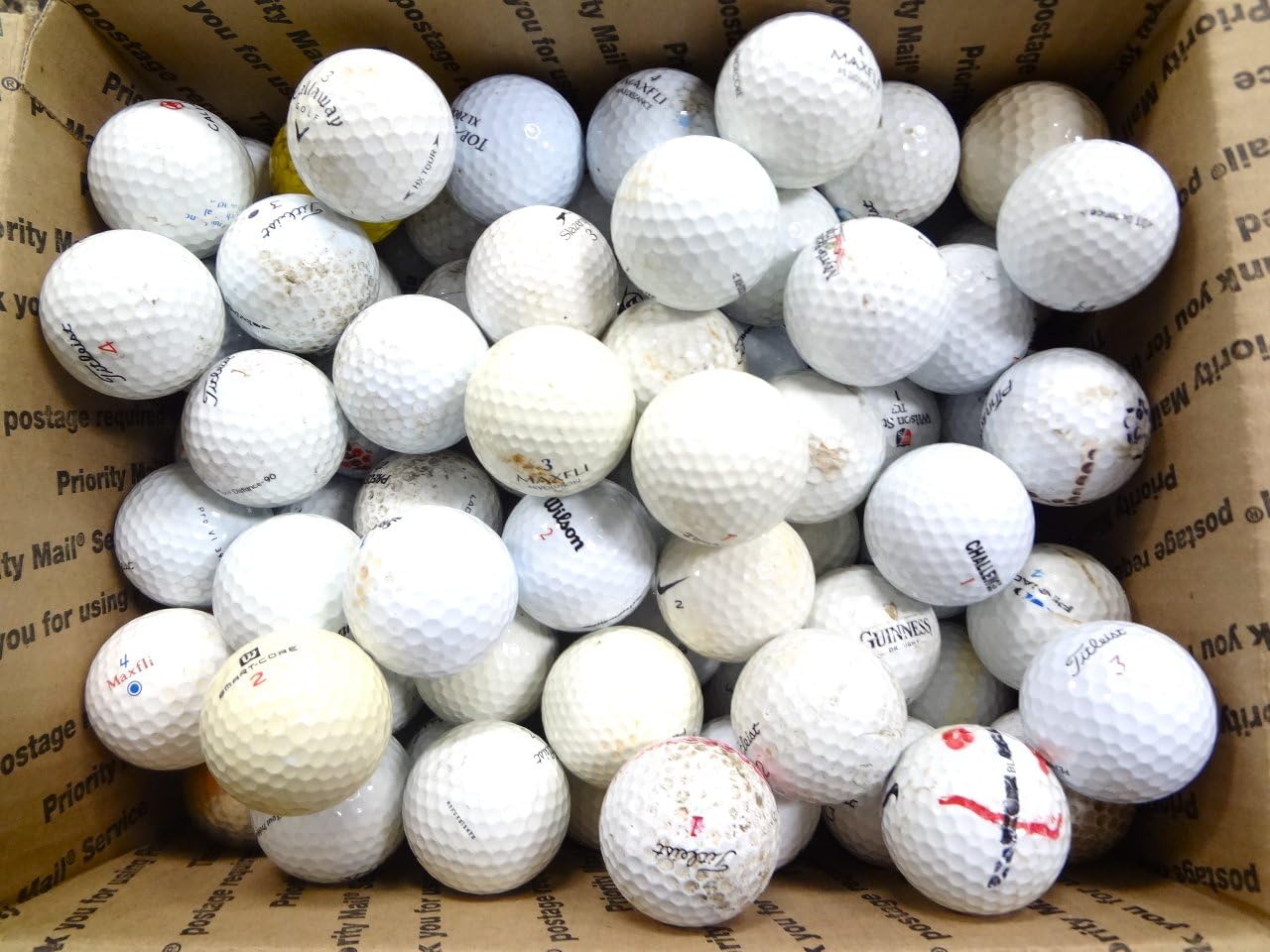 Afford-A-Ball Golf - Hit Away Used and Recycled Shag Golf Balls (50, 100, 300 Count) - Miscellaneous (2A) Golf Supplies for Men & Women - Backyard Practice