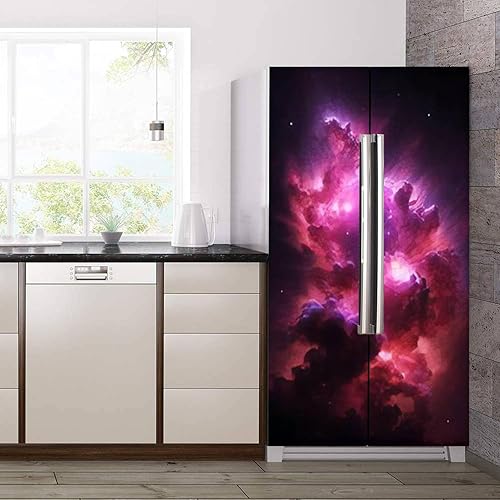 Miniatura 3 de Juego de envoltura de vinilo autoadhesivo para nevera, mural abstracto para puerta espacial, adhesivo extraíble para nevera, calcomanía de cubierta