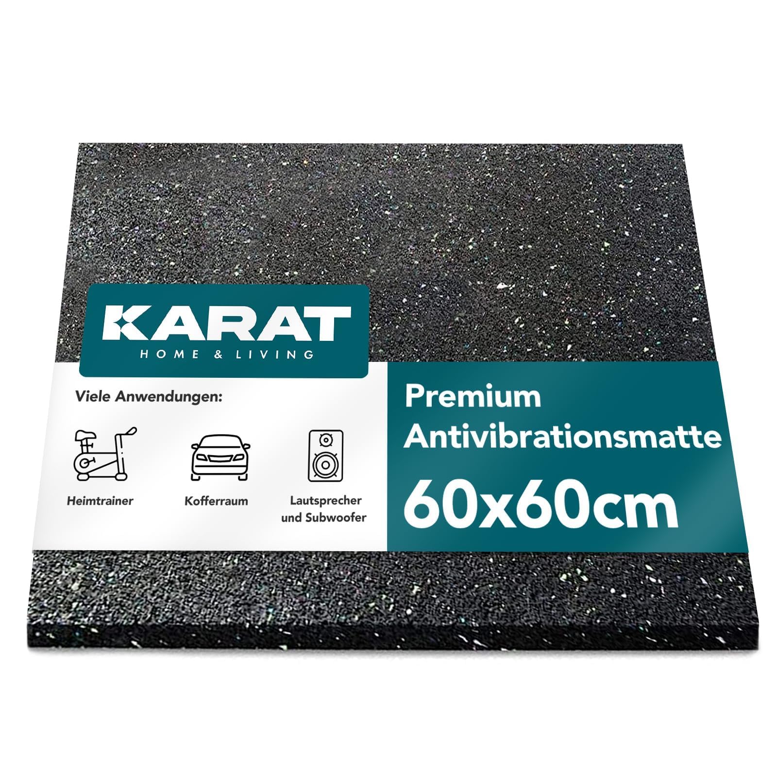 Karat Black Antivibration Mat 60 X 60 Cm, 3 Mm Thick - Cut To Size Anti-Vibration Mat For Washing Machine & Dryer, Rubber Underlay, Washing Machine Mat, Sound Insulation Mat, Rubber Mat