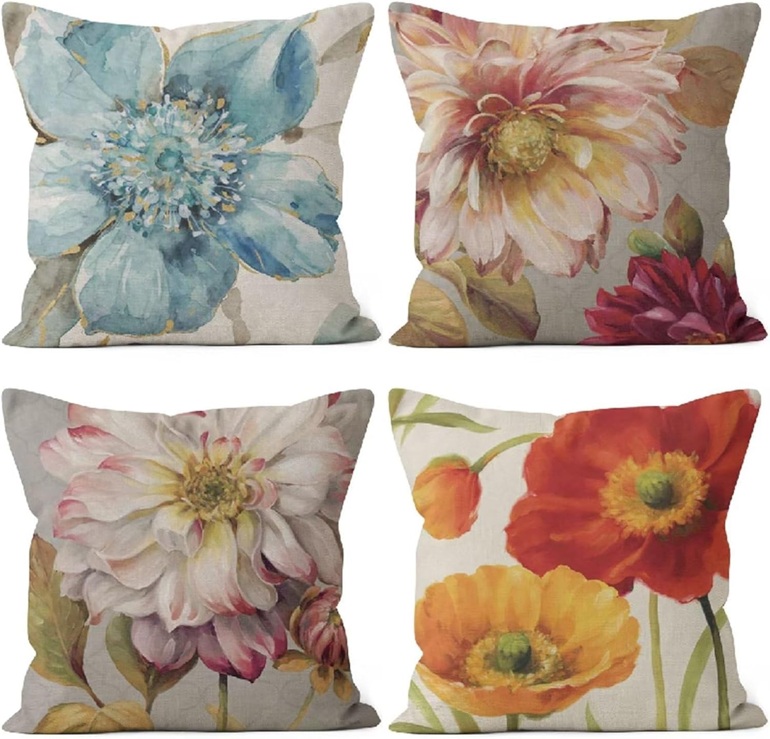 Yeefion Summer Throw Pillow Covers 14x14in Set of 4