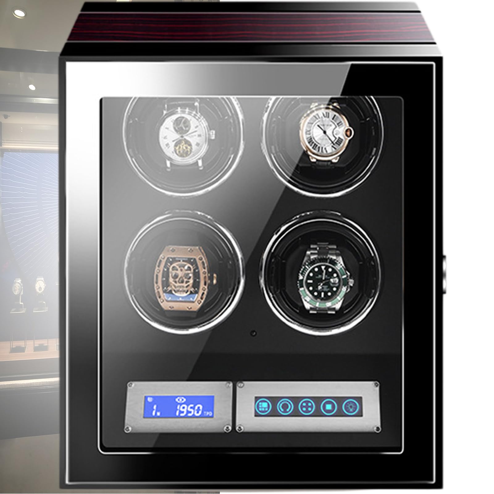 Enrollador de relojes automáticos caja giratoria ideal para entusiastas de la relojería