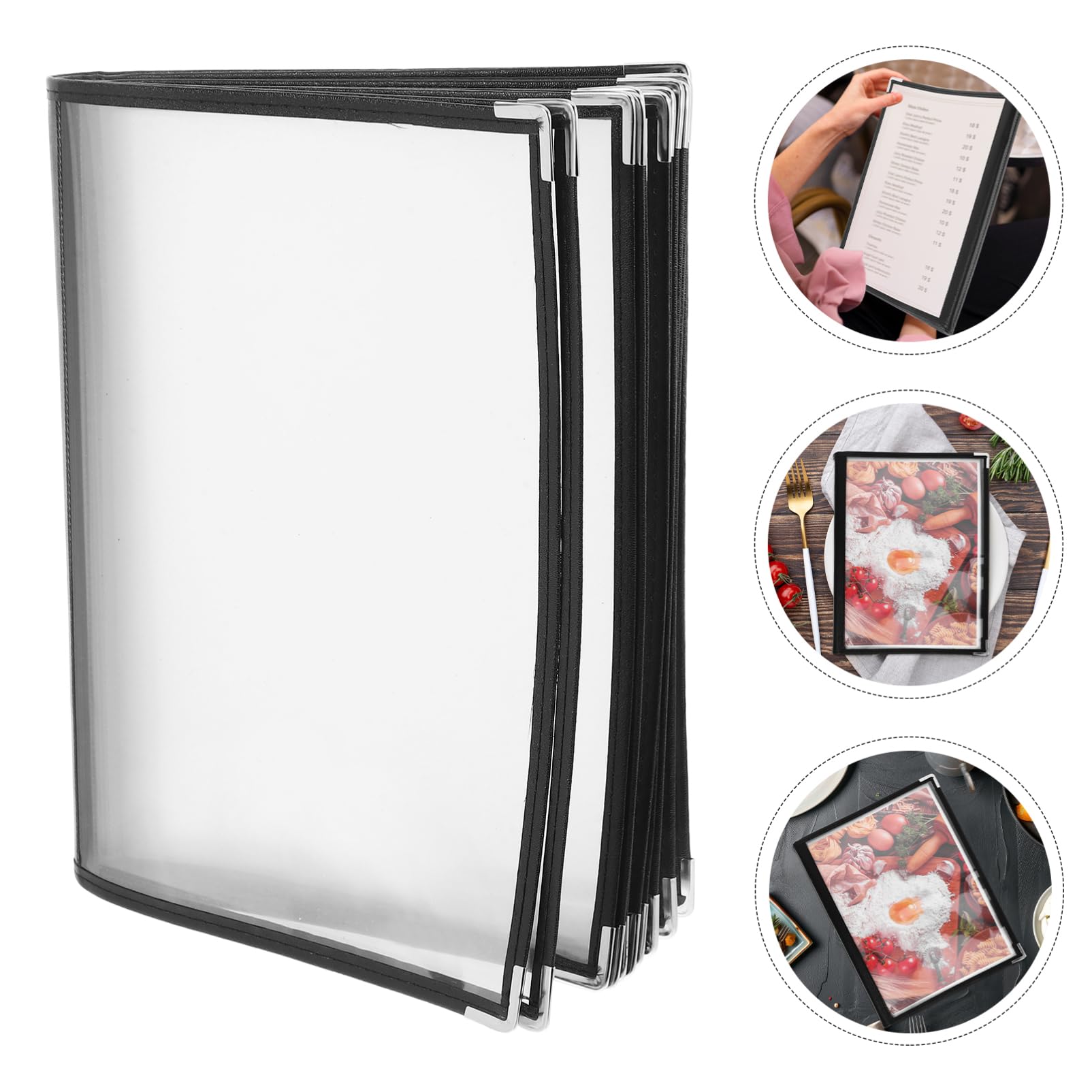 Portamenús de Pvc con 12 Lados, Funda Protectora para Restaurante | 12 Páginas, Diseño de Esquinas, para Cafeterías y Bares, Cubiertas Transparentes de Repuesto