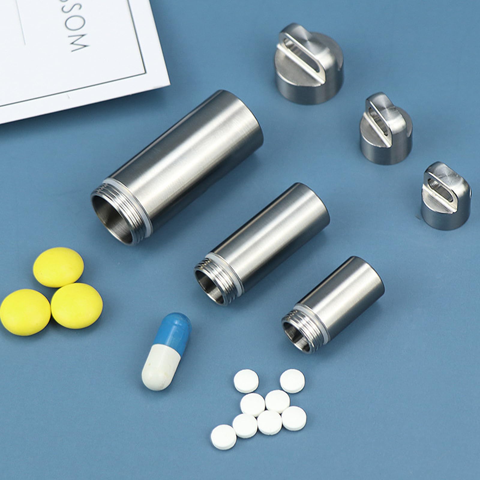 Mini impermeabile pillola scatola in acciaio inox pillola bottiglia all'aperto impermeabile sopravvivenza contenitore capsula per sopravvivenza all'aperto stoccaggio