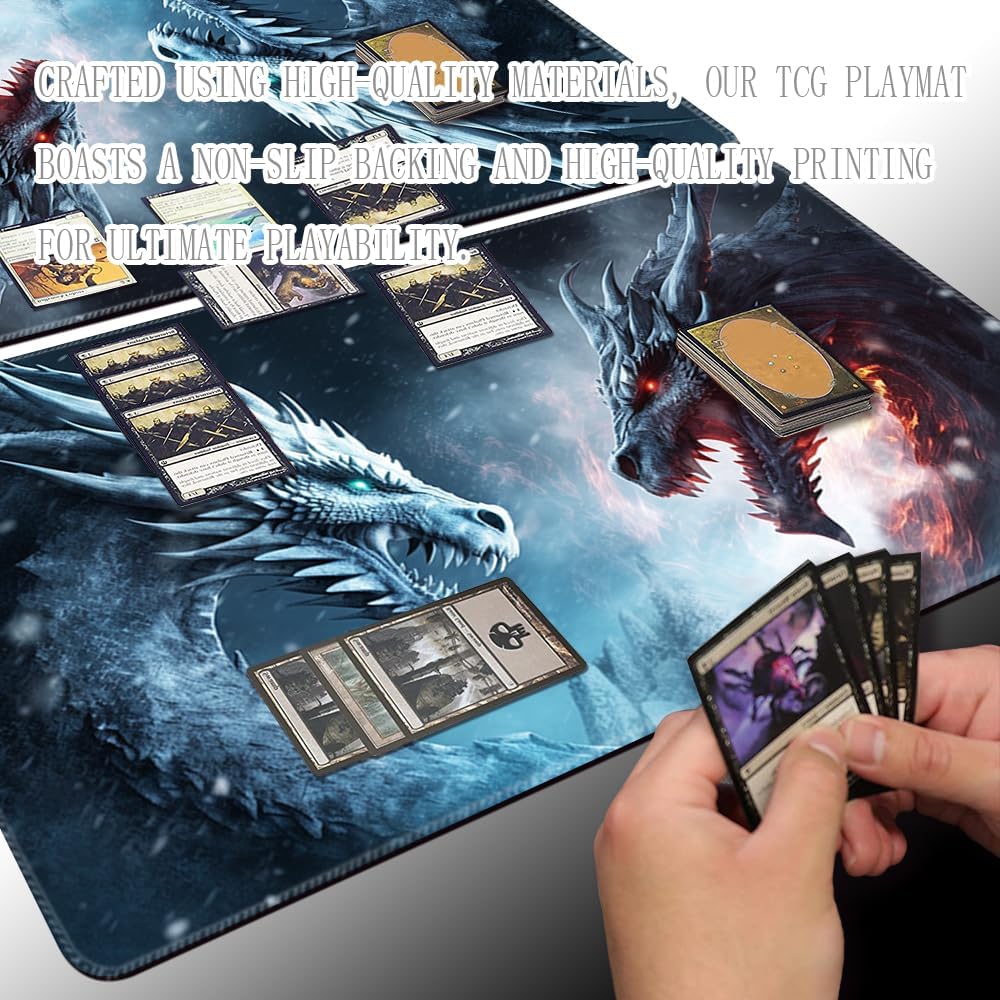 Board Game 14x24in MTG Playmat Compatible for OCG CCG RPG TCG Playmats (Dragon Fight)