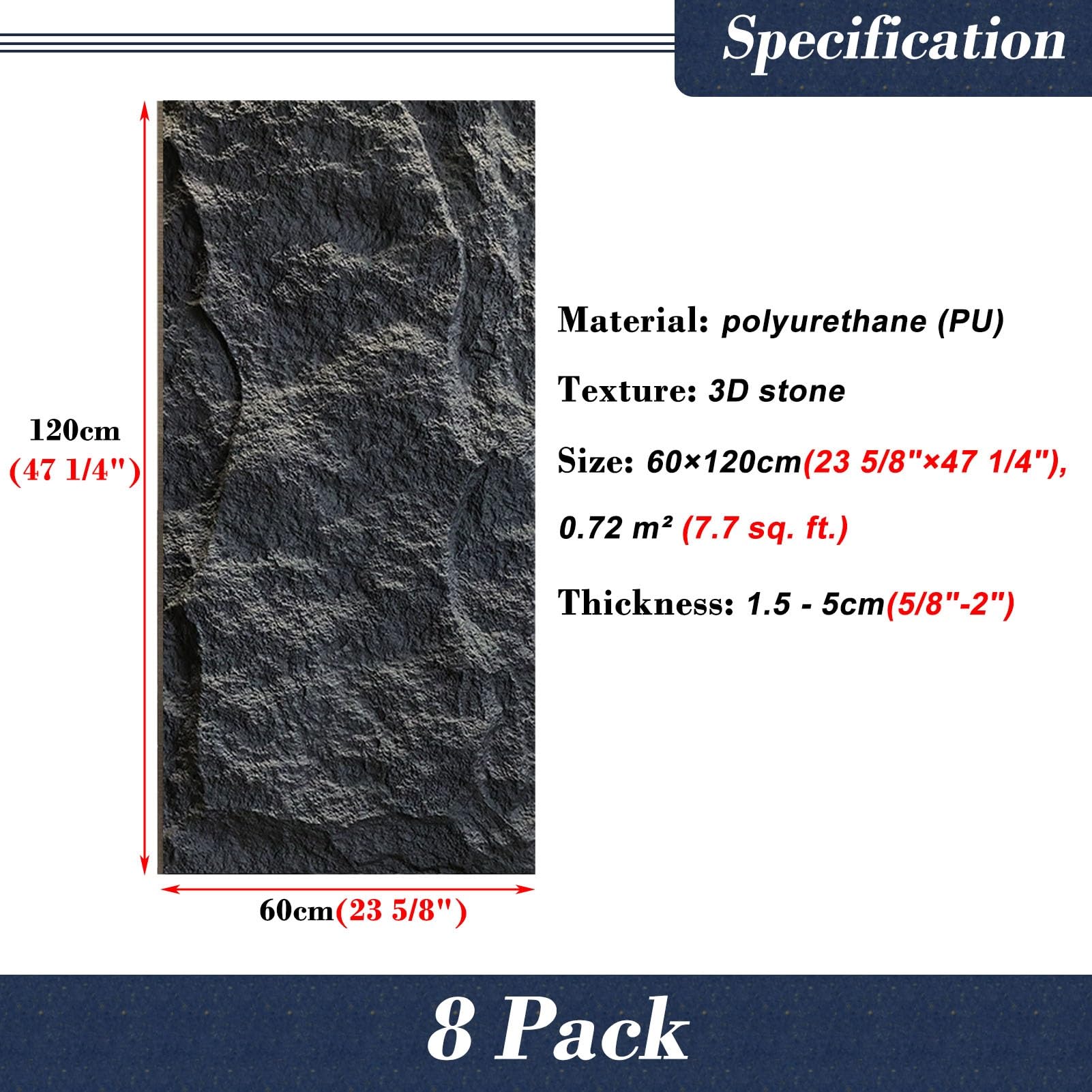 szt. paneli ściennych 3D z naturalnego kamienia do wnętrz, dekoracyjnych, imitujących kamień, paneli ściennych 3D z kamienia do użytku na zewnątrz, wodoodpornych (czarnych)
