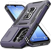 Vista 61 de DEERLAMN - Funda para Samsung Galaxy A15 5G con cubierta deslizante para la cámara + protector de pantalla (1 paquete), soporte giratorio con anillo